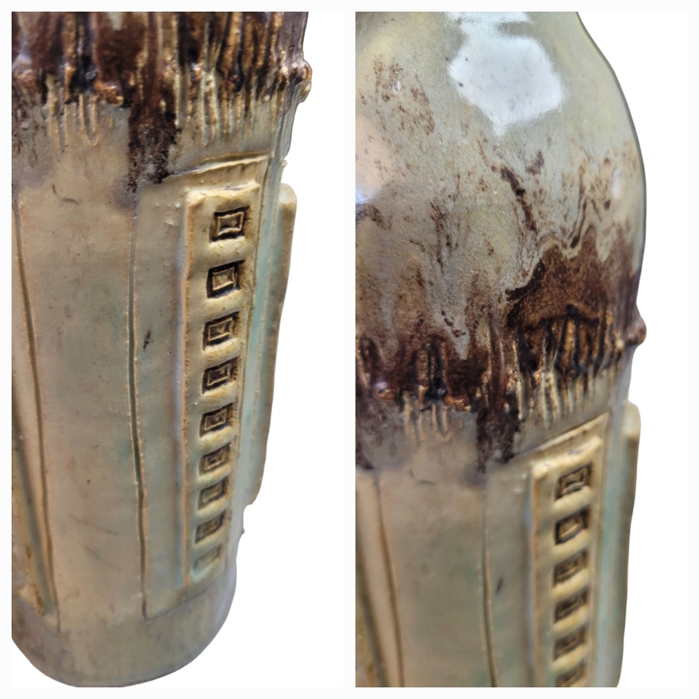 Hand Crafted Cream and Brown Ceramic Vase - Picture 5 of 16